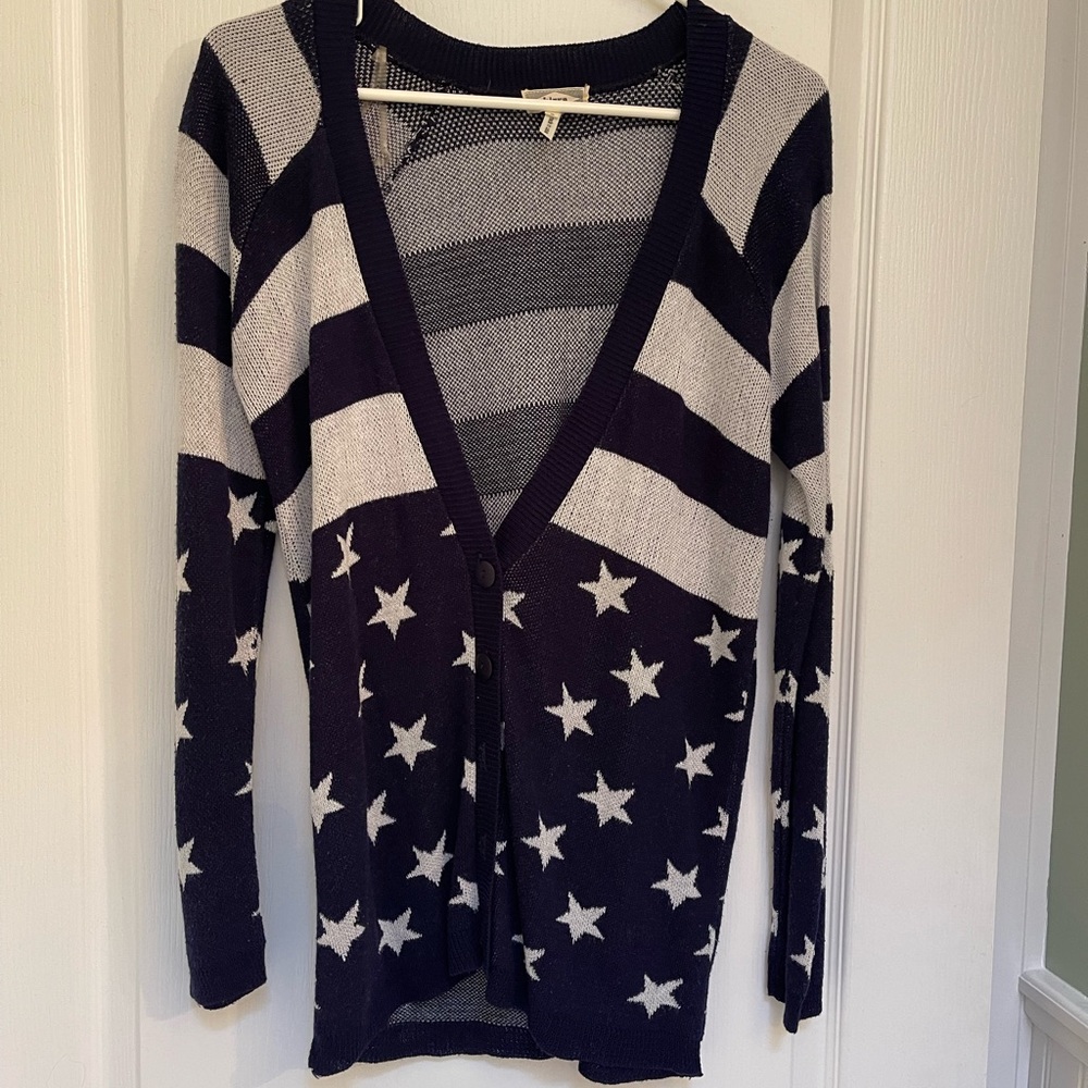 Kirra Urban Outfitters Blue American Flag Button Up Cardigan